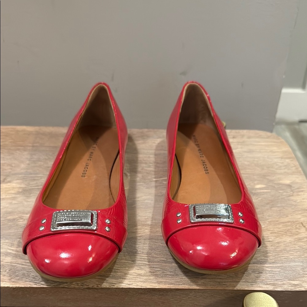 Marc By Marc Jacobs Red Patent Leather Flats